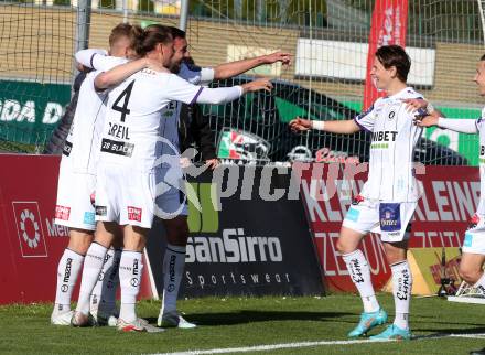 Fussball Bundesliga. Meistergruppe. WAC gegen Austria Klagenfurt. Torjubel Florian Jaritz, Markus Pink, Patrick Greil, Alex Timossi Andersson  (Klagenfurt). Wolfsberg, am 17.4.2022.
Foto: Kuess
www.qspictures.net
---
pressefotos, pressefotografie, kuess, qs, qspictures, sport, bild, bilder, bilddatenbank