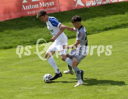 Fussball. Regionalliga. WAC Amateure gegen Treibach. Paolo Jager (WAC Amat.),   Philipp Hoeberl (Treibach). St. Andrae, 30.4.2022.
Foto: Kuess
www.qspictures.net
---
pressefotos, pressefotografie, kuess, qs, qspictures, sport, bild, bilder, bilddatenbank