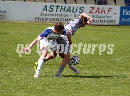 Fussball. Regionalliga. WAC Amateure gegen Treibach. Joshua Janos Gregor Steiger (WAC Amat.),  Lukas Maximilian Pippan (Treibach). St. Andrae, 30.4.2022.
Foto: Kuess
www.qspictures.net
---
pressefotos, pressefotografie, kuess, qs, qspictures, sport, bild, bilder, bilddatenbank