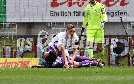 Fussball Bundesliga. Play-off. SK Austria Klagenfurt gegen SK Sturm Graz.  Maximiliano Moreira Romero, (Klagenfurt), Alexander Prass   (Graz). Klagenfurt, am 8.5.2022.
Foto: Kuess
www.qspictures.net
---
pressefotos, pressefotografie, kuess, qs, qspictures, sport, bild, bilder, bilddatenbank
