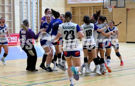 Handball Frauen. SC witasek Ferlach/Feldkirchen gegen WAT Atzgersdorf. Jubel  (Ferlach/Feldkirchen). Ferlach, am 11.5.2022.
Foto: Kuess
---
pressefotos, pressefotografie, kuess, qs, qspictures, sport, bild, bilder, bilddatenbank