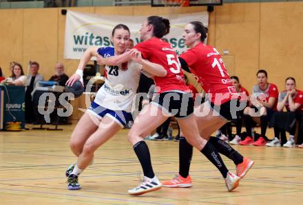 Handball Frauen. SC witasek Ferlach/Feldkirchen gegen WAT Atzgersdorf. Dorotea Prevendar,  (Ferlach/Feldkirchen),  Melanie Sujer (Atzgersdorf). Ferlach, am 11.5.2022.
Foto: Kuess
---
pressefotos, pressefotografie, kuess, qs, qspictures, sport, bild, bilder, bilddatenbank