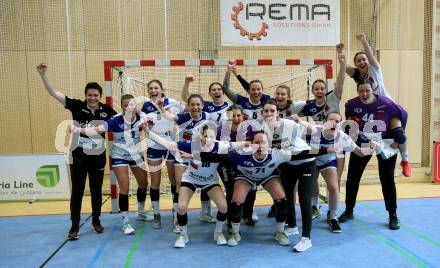 Handball Frauen. SC witasek Ferlach/Feldkirchen gegen WAT Atzgersdorf. Jubel (Ferlach/Feldkirchen). Ferlach, am 11.5.2022.
Foto: Kuess
---
pressefotos, pressefotografie, kuess, qs, qspictures, sport, bild, bilder, bilddatenbank