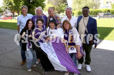 Fussball Bundesliga. Play-off. SK Austria Klagenfurt gegen FK Austria Wien.  Legendentreffen.    Walter Koch, Helmut Koenig, Walter Ludescher, Hannes Haubitz, Kasim Ramadhani. Klagenfurt, am 15.5.2022.
Foto: Kuess
www.qspictures.net
---
pressefotos, pressefotografie, kuess, qs, qspictures, sport, bild, bilder, bilddatenbank