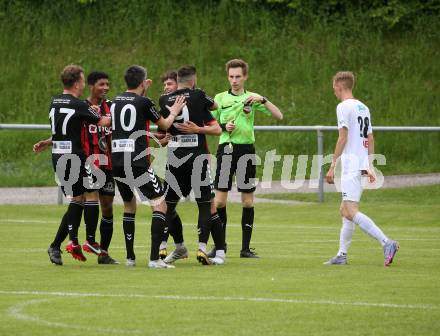 Fussball. Kaerntner Liga. Admira Villach gegen Maria Saal.  Torjubel  Manuel Thomas Guggenberger (Admira Villach). Villach, 14.5.2022.
Foto: Kuess
---
pressefotos, pressefotografie, kuess, qs, qspictures, sport, bild, bilder, bilddatenbank