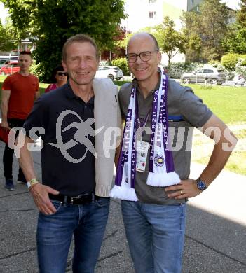 Fussball Bundesliga. Play-off. SK Austria Klagenfurt gegen FK Austria Wien.  Legendentreffen.    Klaus Mitterdorfer, Herbert Matschek. Klagenfurt, am 15.5.2022.
Foto: Kuess
www.qspictures.net
---
pressefotos, pressefotografie, kuess, qs, qspictures, sport, bild, bilder, bilddatenbank