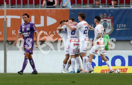 Fussball Bundesliga. Play-off. SK Austria Klagenfurt gegen FK Austria Wien.  Torjubel (Wien). Klagenfurt, am 15.5.2022.
Foto: Kuess
www.qspictures.net
---
pressefotos, pressefotografie, kuess, qs, qspictures, sport, bild, bilder, bilddatenbank