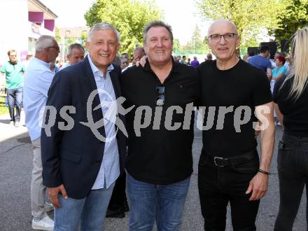 Fussball Bundesliga. Play-off. SK Austria Klagenfurt gegen FK Austria Wien.  Legendentreffen.    Davor Hrstic, Fritz Benko, Ewald Tuermer. Klagenfurt, am 15.5.2022.
Foto: Kuess
www.qspictures.net
---
pressefotos, pressefotografie, kuess, qs, qspictures, sport, bild, bilder, bilddatenbank