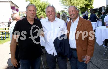 Fussball Bundesliga. Play-off. SK Austria Klagenfurt gegen FK Austria Wien.  Legendentreffen.   Franz Zore, Andreas Cvetko, Ewald Markoutz . Klagenfurt, am 15.5.2022.
Foto: Kuess
www.qspictures.net
---
pressefotos, pressefotografie, kuess, qs, qspictures, sport, bild, bilder, bilddatenbank