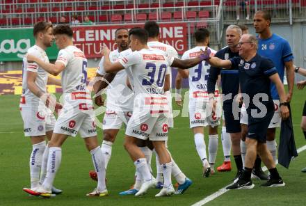 Fussball Bundesliga. Play-off. SK Austria Klagenfurt gegen FK Austria Wien.  Torjubel   (Wien). Klagenfurt, am 15.5.2022.
Foto: Kuess
www.qspictures.net
---
pressefotos, pressefotografie, kuess, qs, qspictures, sport, bild, bilder, bilddatenbank