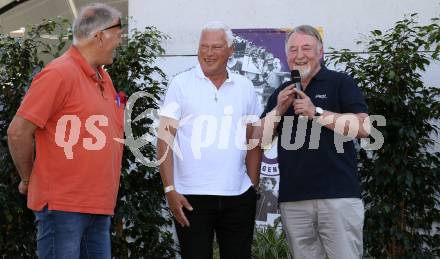 Fussball Bundesliga. Play-off. SK Austria Klagenfurt gegen FK Austria Wien.  Legendentreffen.    Felix Gassellich, Anton Toni Polster, Willi Haslitzer. Klagenfurt, am 15.5.2022.
Foto: Kuess
www.qspictures.net
---
pressefotos, pressefotografie, kuess, qs, qspictures, sport, bild, bilder, bilddatenbank