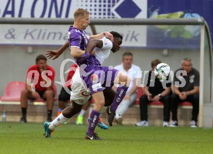Fussball Bundesliga. Play-off. SK Austria Klagenfurt gegen FK Austria Wien.  Christopher Cvetko,  (Klagenfurt), Noah Ohio  (Wien). Klagenfurt, am 15.5.2022.
Foto: Kuess
www.qspictures.net
---
pressefotos, pressefotografie, kuess, qs, qspictures, sport, bild, bilder, bilddatenbank