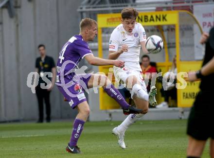 Fussball Bundesliga. Play-off. SK Austria Klagenfurt gegen FK Austria Wien.  Christopher Cvetko,  (Klagenfurt), Romeo Vucic  (Wien). Klagenfurt, am 15.5.2022.
Foto: Kuess
www.qspictures.net
---
pressefotos, pressefotografie, kuess, qs, qspictures, sport, bild, bilder, bilddatenbank