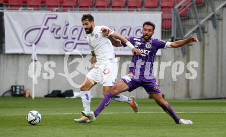 Fussball Bundesliga. Play-off. SK Austria Klagenfurt gegen FK Austria Wien.  Markus Pink, (Klagenfurt),  Lucas Galvao Da Costa Souza (Wien). Klagenfurt, am 15.5.2022.
Foto: Kuess
www.qspictures.net
---
pressefotos, pressefotografie, kuess, qs, qspictures, sport, bild, bilder, bilddatenbank