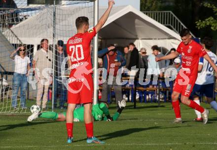 Fussball Regionalliga. Treibach gegen Kalsdorf.   Torjubel  Jure Volmajer (Kalsdorf). Treibach, am 10.6.2022.
Foto: Kuess
---
pressefotos, pressefotografie, kuess, qs, qspictures, sport, bild, bilder, bilddatenbank