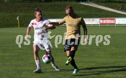 Fussball Kaerntner Liga. Koettmannsdorf gegen Maria Saal.   Aner Mandzic (Koettmannsdorf), Daniel Wernig  (Maria Saal). Koettmannsdorf, am 11.6.2022.
Foto: Kuess
---
pressefotos, pressefotografie, kuess, qs, qspictures, sport, bild, bilder, bilddatenbank