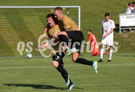 Fussball. KFV-Cup. Koettmannsdorf gegen Gmuend.  Torjubel Nace Erzen, Aner Mandzic  (Koettmannsdorf). Koettmannsdorf, 19.6.2022.
Foto: Kuess

---
pressefotos, pressefotografie, kuess, qs, qspictures, sport, bild, bilder, bilddatenbank