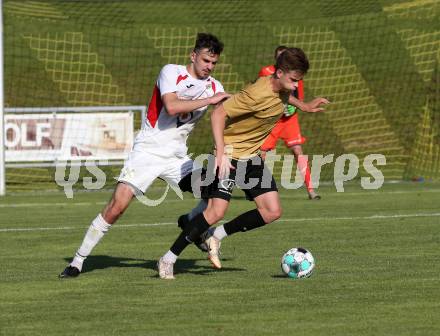 Fussball. KFV-Cup. Koettmannsdorf gegen Gmuend.  Nicolas Manuel Modritz  (Koettmannsdorf),  Juro Kovacic (Gmuend). Koettmannsdorf, 19.6.2022.
Foto: Kuess

---
pressefotos, pressefotografie, kuess, qs, qspictures, sport, bild, bilder, bilddatenbank