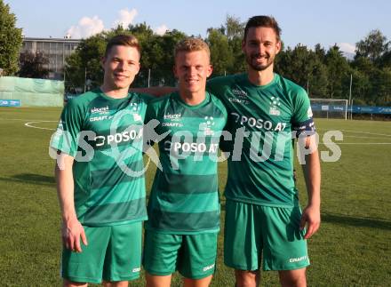 Fussball Europeada. Team Kaernten Koroska.  Florian Verdel, Marjan Ogris-Martic, Patrick Lausegger. Klagenfurt, am 30.6.2022.
Foto: Kuess
---
pressefotos, pressefotografie, kuess, qs, qspictures, sport, bild, bilder, bilddatenbank