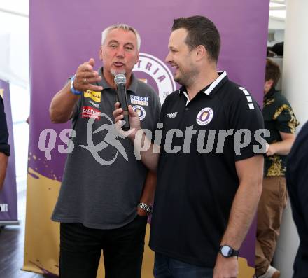 Fussball Bundesliga. Saison Kick-off 2022/23. SK Austria Klagenfurt.  Trainer Peter Pacult, Patrick Jochum . Klagenfurt, am 5.7.2022.
Foto: Kuess
---
pressefotos, pressefotografie, kuess, qs, qspictures, sport, bild, bilder, bilddatenbank