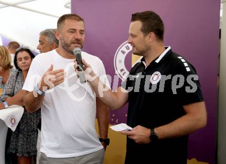 Fussball Bundesliga. Saison Kick-off 2022/23. SK Austria Klagenfurt.   Zeljko Karajica, Patrick Jochum. Klagenfurt, am 5.7.2022.
Foto: Kuess
---
pressefotos, pressefotografie, kuess, qs, qspictures, sport, bild, bilder, bilddatenbank