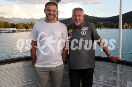 Fussball Bundesliga. Saison Kick-off 2022/23. SK Austria Klagenfurt.   Zeljko Karajica, Trainer Peter Pacult. Klagenfurt, am 5.7.2022.
Foto: Kuess
---
pressefotos, pressefotografie, kuess, qs, qspictures, sport, bild, bilder, bilddatenbank