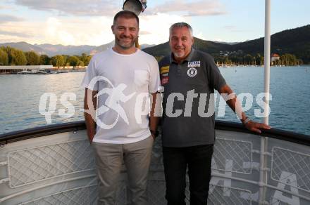 Fussball Bundesliga. Saison Kick-off 2022/23. SK Austria Klagenfurt.   Zeljko Karajica, Trainer Peter Pacult. Klagenfurt, am 5.7.2022.
Foto: Kuess
---
pressefotos, pressefotografie, kuess, qs, qspictures, sport, bild, bilder, bilddatenbank