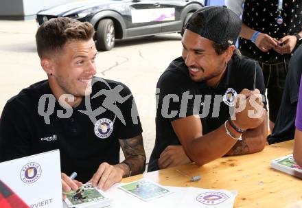 Fussball Viola Kirchtag. SK Austria Klagenfurt.  Florian Rieder, Maximiliano Moreira Romero.  Klagenfurt, am 9.7.2022.
Foto: Kuess
---
pressefotos, pressefotografie, kuess, qs, qspictures, sport, bild, bilder, bilddatenbank