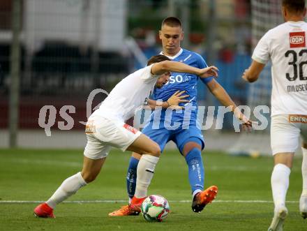 Fussball. OEFB Cup. SAK gegen Wiener Sport-Club. Marko Mitrovic,  (SAK),    Mario Vucenovic (Wiener Sport-Club). Klagenfurt, 15.7.2022.
Foto: Kuess
---
pressefotos, pressefotografie, kuess, qs, qspictures, sport, bild, bilder, bilddatenbank