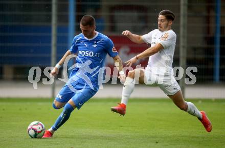 Fussball. OEFB Cup. SAK gegen Wiener Sport-Club. Zoran Vukovic, (SAK),    Mario Vucenovic  (Wiener Sport-Club). Klagenfurt, 15.7.2022.
Foto: Kuess
---
pressefotos, pressefotografie, kuess, qs, qspictures, sport, bild, bilder, bilddatenbank