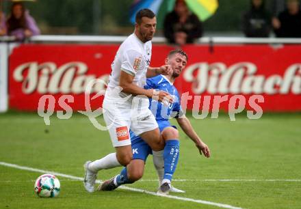 Fussball. OEFB Cup. SAK gegen Wiener Sport-Club. Darjan Aleksic,  (SAK),    Miroslav Milosevic (Wiener Sport-Club). Klagenfurt, 15.7.2022.
Foto: Kuess
---
pressefotos, pressefotografie, kuess, qs, qspictures, sport, bild, bilder, bilddatenbank