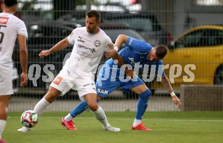 Fussball. OEFB Cup. SAK gegen Wiener Sport-Club. Zoran Vukovic,  (SAK),    Miroslav Milosevic (Wiener Sport-Club). Klagenfurt, 15.7.2022.
Foto: Kuess
---
pressefotos, pressefotografie, kuess, qs, qspictures, sport, bild, bilder, bilddatenbank