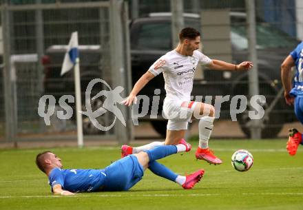 Fussball. OEFB Cup. SAK gegen Wiener Sport-Club. Zoran Vukovic,  (SAK),    Mario Vucenovic (Wiener Sport-Club). Klagenfurt, 15.7.2022.
Foto: Kuess
---
pressefotos, pressefotografie, kuess, qs, qspictures, sport, bild, bilder, bilddatenbank