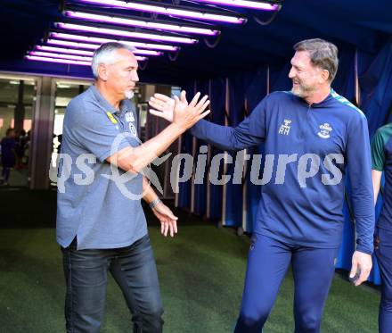 Fussball Testspiel. SK Austria Klagenfurt gegen FC Southampton.   Trainer Peter Pacult, (Klagenfurt),  Trainer Ralph Hasenhuettl( (FC Southampton). Klagenfurt, am 18.7.2022. 
Foto: Kuess

---
pressefotos, pressefotografie, kuess, qs, qspictures, sport, bild, bilder, bilddatenbank