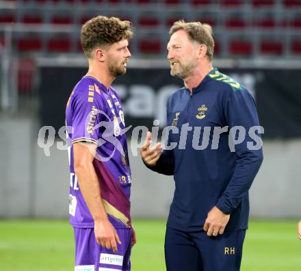 Fussball Testspiel. SK Austria Klagenfurt gegen FC Southampton.   Patrick Hasenhuettl (Klagenfurt), Trainer Ralph Hasenhuettl  (FC Southampton). Klagenfurt, am 18.7.2022. 
Foto: Kuess

---
pressefotos, pressefotografie, kuess, qs, qspictures, sport, bild, bilder, bilddatenbank