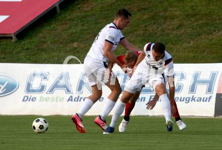 Fussball. Unterliga Ost. St. Veit gegen Sirnitz.  Moritz Johannes Kirbach, Oliver Krappinger (St. Veit),  Martin Hinteregger  (Sirnitz). St. Veit, 22.7.2022.
Foto: Kuess
---
pressefotos, pressefotografie, kuess, qs, qspictures, sport, bild, bilder, bilddatenbank