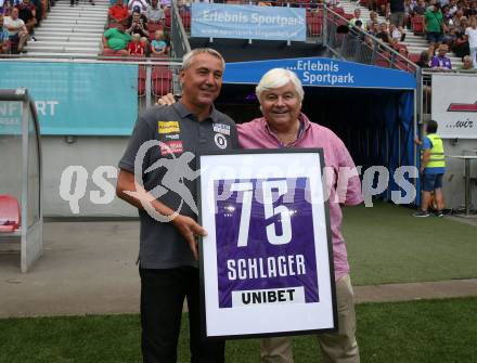 Fussball. Bundesliga. Austria Klagenfurt gegen Rapid Wien. Peter Pacult, Max Schlager (Klagenfurt).  Klagenfurt, 31.7.2022.
Foto: Kuess
---
pressefotos, pressefotografie, kuess, qs, qspictures, sport, bild, bilder, bilddatenbank