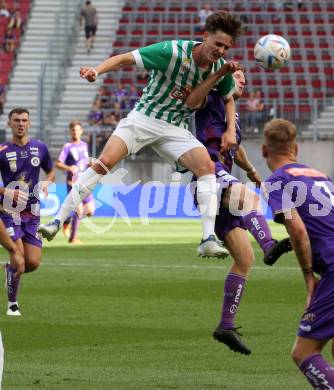 Fussball. Bundesliga. Austria Klagenfurt gegen Rapid Wien. Christopher Cvetko,  (Klagenfurt),   Nikolas Sattlberger (Rapid).  Klagenfurt, 31.7.2022.
Foto: Kuess
---
pressefotos, pressefotografie, kuess, qs, qspictures, sport, bild, bilder, bilddatenbank