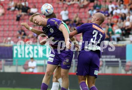 Fussball. Bundesliga. Austria Klagenfurt gegen Rapid Wien. Nicolas Wimmer, Jonas Arweiler (Klagenfurt).  Klagenfurt, 31.7.2022.
Foto: Kuess
---
pressefotos, pressefotografie, kuess, qs, qspictures, sport, bild, bilder, bilddatenbank