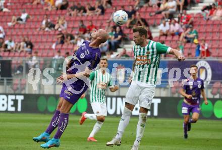 Fussball. Bundesliga. Austria Klagenfurt gegen Rapid Wien. Nicolas Wimmer (Klagenfurt),  Michael Sollbauer (Rapid).  Klagenfurt, 31.7.2022.
Foto: Kuess
---
pressefotos, pressefotografie, kuess, qs, qspictures, sport, bild, bilder, bilddatenbank