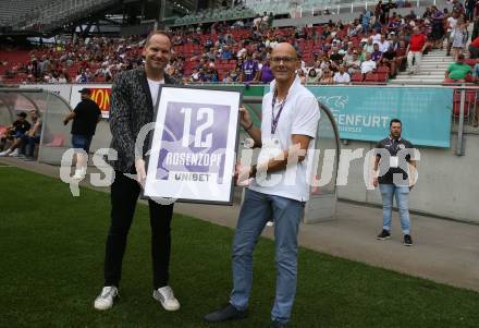 Fussball. Bundesliga. Austria Klagenfurt gegen Rapid Wien. Christian Rosenzopf, Herbert Matschek (Klagenfurt).  Klagenfurt, 31.7.2022.
Foto: Kuess
---
pressefotos, pressefotografie, kuess, qs, qspictures, sport, bild, bilder, bilddatenbank