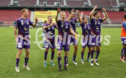 Fussball Bundesliga.  SK Austria Klagenfurt gegen SV Guntamatic Ried.  Jubel Austria. Klagenfurt, am 13.8.2022. 
Foto: Kuess

---
pressefotos, pressefotografie, kuess, qs, qspictures, sport, bild, bilder, bilddatenbank