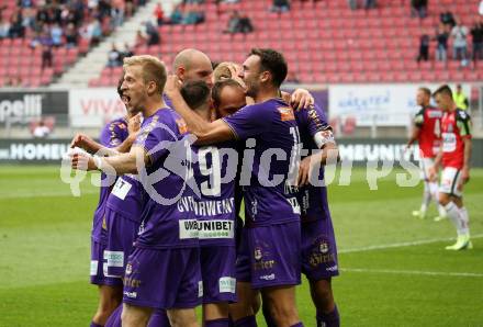 Fussball Bundesliga.  SK Austria Klagenfurt gegen SV Guntamatic Ried.   Torjubel Austria. Klagenfurt, am 13.8.2022. 
Foto: Kuess

---
pressefotos, pressefotografie, kuess, qs, qspictures, sport, bild, bilder, bilddatenbank