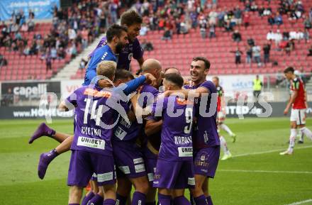 Fussball Bundesliga.  SK Austria Klagenfurt gegen SV Guntamatic Ried.   Torjubel Austria. Klagenfurt, am 13.8.2022. 
Foto: Kuess

---
pressefotos, pressefotografie, kuess, qs, qspictures, sport, bild, bilder, bilddatenbank