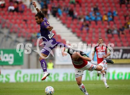 Fussball Bundesliga.  SK Austria Klagenfurt gegen SV Guntamatic Ried.  Maximiliano Moreira Romero, (Klagenfurt),   Julian Klaus Wiessmeier  (Ried). Klagenfurt, am 13.8.2022. 
Foto: Kuess

---
pressefotos, pressefotografie, kuess, qs, qspictures, sport, bild, bilder, bilddatenbank