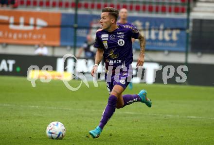 Fussball Bundesliga.  SK Austria Klagenfurt gegen SV Guntamatic Ried.  Florian Rieder (Klagenfurt). Klagenfurt, am 13.8.2022. 
Foto: Kuess

---
pressefotos, pressefotografie, kuess, qs, qspictures, sport, bild, bilder, bilddatenbank