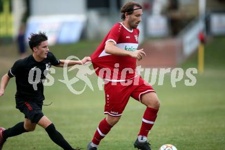 Fussball 2. Klasse C. St. Margarethen im Lavanttal gegen St. Paul.  Florian Maier (St.Margarethen),  Daniel Felix Perlinger  (St. Paul).  St. Matgarethen, am 6.8.2022.
Foto: Kuess
---
pressefotos, pressefotografie, kuess, qs, qspictures, sport, bild, bilder, bilddatenbank