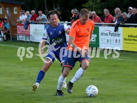 Fussball. Unterliga West. Dellach Gail gegen Penk.  Maximilian Wastian   (Dellach),  Bernhard Marktl  (Penk). Dellach im Gailtal, am 14.8.2022.
Foto: Kuess
---
pressefotos, pressefotografie, kuess, qs, qspictures, sport, bild, bilder, bilddatenbank