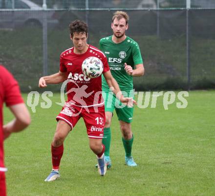 Fussball Kaerntner Liga. Landskron gegen ATSV Wolfsberg.  Alexander Reichmann  (Landskron),   Bastian Rupp (Wolfsberg).  Landskron,  20.8.2022.
Foto: Kuess
---
pressefotos, pressefotografie, kuess, qs, qspictures, sport, bild, bilder, bilddatenbank