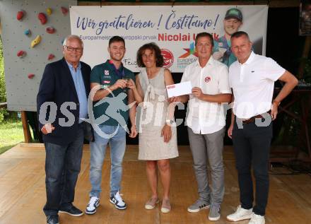 Klettern, Bouldern. Empfang Europameister Nicolai Uznik.  St. Johann,  21.8.2022.
Foto: Kuess
---
pressefotos, pressefotografie, kuess, qs, qspictures, sport, bild, bilder, bilddatenbank